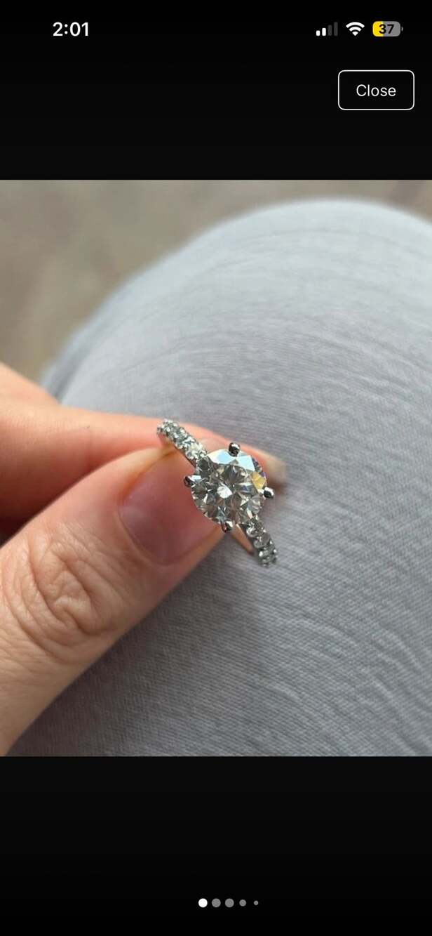 Preveli 925 Sterling Silver 3.00 CT Round
Solitaire Ring